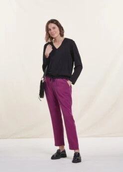 Pantalon Fluide Violet En Lyocell