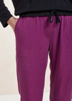 Pantalon Fluide Violet En Lyocell -Mode Soldes Boutique FA PA DAMILA 1488 6
