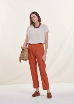 Pantalon Fluide Orange En Lyocell -Mode Soldes Boutique FA PA DAMILA 153 c