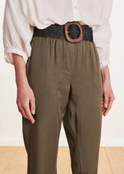 Pantalon Fluide Kaki En Lyocell -Mode Soldes Boutique FA PA DAMILA 739 6