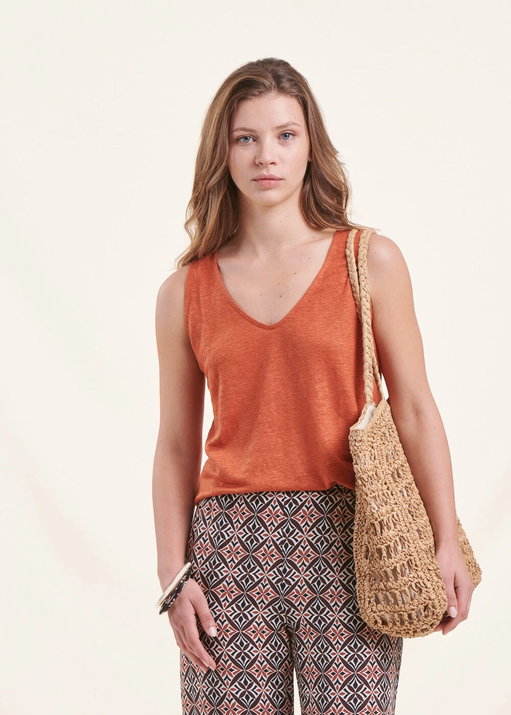 Débardeur Orange En Lin 3 Débardeur Orange En Lin