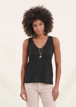 Débardeur Noir En Lin