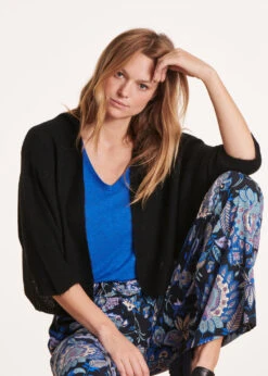 Gilet Noir Court Manches 3/4 En Maille -Mode Soldes Boutique FB GI COOKIE 700 1