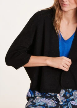 Gilet Noir Court Manches 3/4 En Maille -Mode Soldes Boutique FB GI COOKIE 700 6