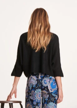 Gilet Noir Court Manches 3/4 En Maille -Mode Soldes Boutique FB GI COOKIE 700 b