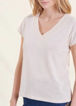 T-shirt écru En Coton Lin Manches Courtes -Mode Soldes Boutique FD TS PASTUREL 703 6