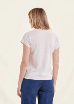 T-shirt écru En Coton Lin Manches Courtes -Mode Soldes Boutique FD TS PASTUREL 703 b