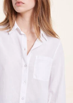 Chemise Unie Blanche En Voile De Coton -Mode Soldes Boutique FF CH LALLA D 701 6