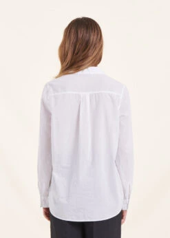 Chemise Unie Blanche En Voile De Coton -Mode Soldes Boutique FF CH LALLA D 701 b