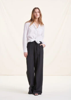 Chemise Unie Blanche En Voile De Coton -Mode Soldes Boutique FF CH LALLA D 701 c