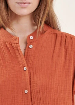 Chemisier Orange Ample En Gaze De Coton -Mode Soldes Boutique FF CH SILVIA A 153 6