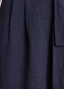 Pantalon Ample Bleu Foncé Taille Haute En Viscose Lin -Mode Soldes Boutique FF PA BARTOLI V 1424 d