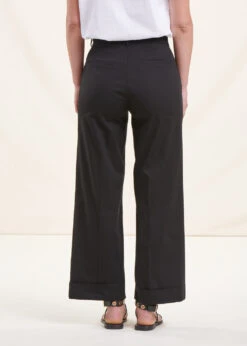 Pantalon Large Noir 7/8ème En Coton -Mode Soldes Boutique FF PA RONAC 700 b