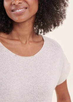 Pull écru Manches Courtes Maille Fine -Mode Soldes Boutique FF PU SPHERE N 703 6