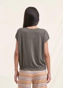 T-shirt Blousant Kaki En Lyocell Manches Courtes 9 T-shirt Blousant Kaki En Lyocell Manches Courtes -Mode Soldes Boutique FF TS SANGOKU 1554 b