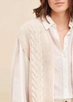 Gilet écru Sans Manches Court En Maille -Mode Soldes Boutique FG GI TIK 703 6