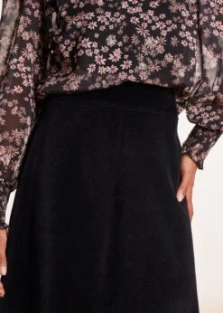 Jupe Noire Courte En Velours Côtelé -Mode Soldes Boutique FG JU CASPI C 700 6