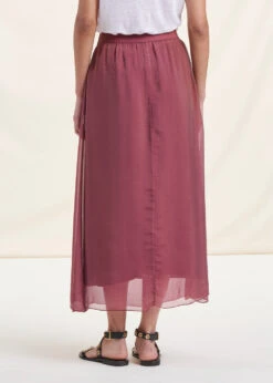 Jupe Longue Terracotta En Voile Taille élastique -Mode Soldes Boutique FG JU LAURENZ 1547 b