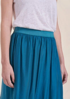 Jupe Longue Bleue En Voile Taille élastique -Mode Soldes Boutique FG JU LAURENZ 713 6