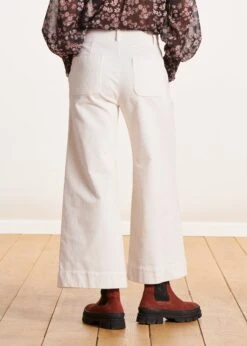 Pantalon écru 7/8ème En Velours Côtelé -Mode Soldes Boutique FG PA TEMPO C 703 b