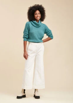 Pantalon écru 7/8ème En Velours Côtelé -Mode Soldes Boutique FG PA TEMPO C 703 c