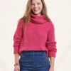 Pull Rose Col Boule 2 Pull Rose Col Boule -Mode Soldes Boutique FG PU TAXIM 1237 1