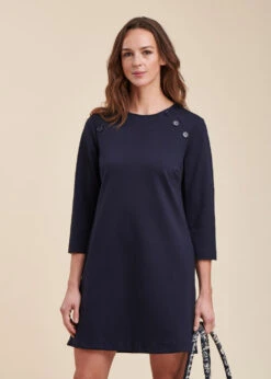Robe Bleu Courte En Jersey Milano -Mode Soldes Boutique FG RO TATA M 579 c