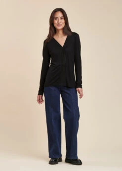 T-shirt Noir Ample Encolure V -Mode Soldes Boutique FG TS TETIRI 700 c