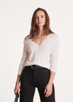 T-shirt Blanc Ample Encolure V