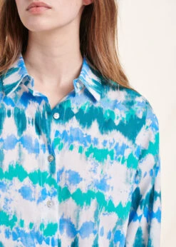 Chemise Bleue Longue En Voile De Coton Tie & Dye -Mode Soldes Boutique FH CH SAUMON U 722 6