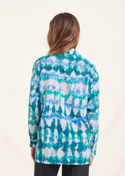 Chemise Bleue Longue En Voile De Coton Tie & Dye -Mode Soldes Boutique FH CH SAUMON U 722 b