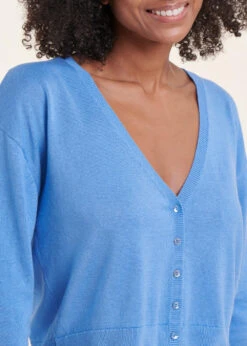 Gilet Court Bleu Manches Longues Col V 12 Gilet Court Bleu Manches Longues Col V -Mode Soldes Boutique FH GI MANELE A 1557 6