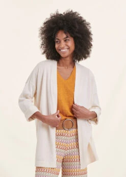 Gilet écru Mi-long Coton Biologique