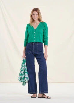 Gilet Court Vert Col V -Mode Soldes Boutique FH GI VEPITO 1549 c