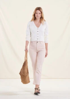 Gilet Court Blanc Col V -Mode Soldes Boutique FH GI VEPITO 701 c