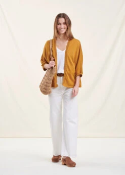 Gilet Moutarde Ample Manches 3/4 -Mode Soldes Boutique FH GI VERCORE 148 c