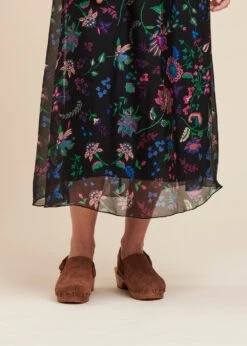 Jupe Longue Fluide Noire Fleurie Taille élastique -Mode Soldes Boutique FH JU LAURENZ J 700 6