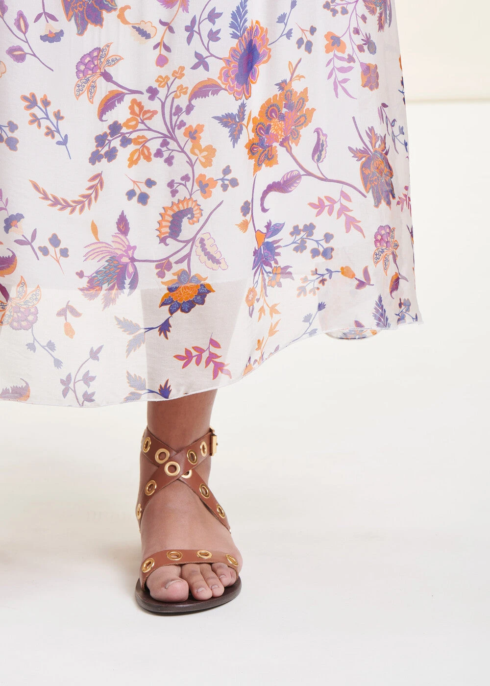 Jupe Longue Fluide écrue Fleurie Taille élastique 8 Jupe Longue Fluide écrue Fleurie Taille élastique – Image 6