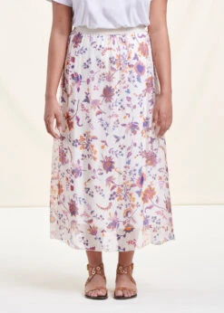 Jupe Longue Fluide écrue Fleurie Taille élastique 11 Jupe Longue Fluide écrue Fleurie Taille élastique -Mode Soldes Boutique FH JU LAURENZ J 703 a