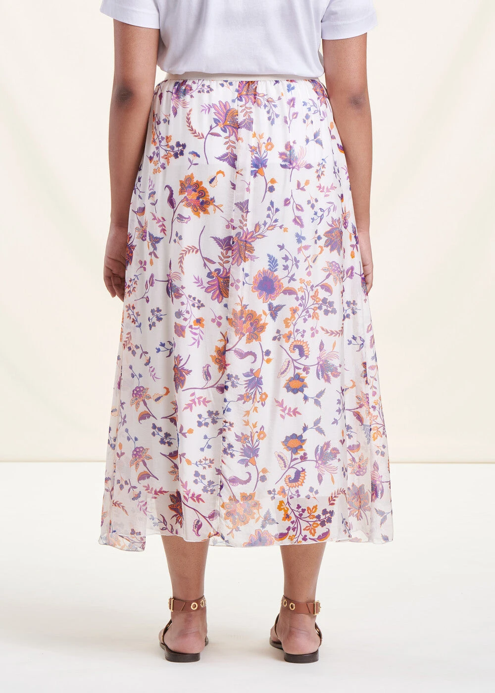 Jupe Longue Fluide écrue Fleurie Taille élastique 6 Jupe Longue Fluide écrue Fleurie Taille élastique – Image 4