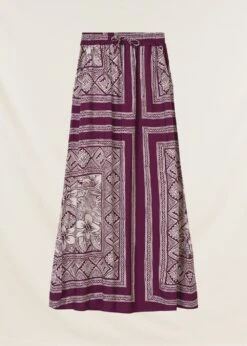 Jupe Longue Violette Fluide Imprimé Foulard -Mode Soldes Boutique FH JU SEDRA F 1488 7