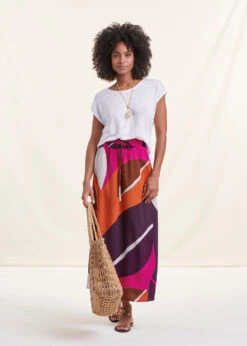 Jupe Longue Fluide Imprimée Avec Taille élastique