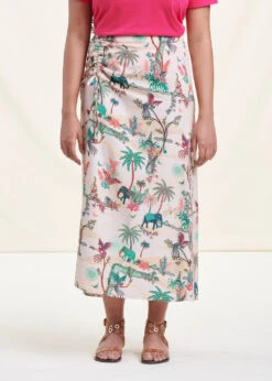 Jupe Mi-longue écrue Drapée Imprimée Avec Taille élastique -Mode Soldes Boutique FH JU SUBLIM U 703 a