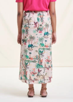 Jupe Mi-longue écrue Drapée Imprimée Avec Taille élastique -Mode Soldes Boutique FH JU SUBLIM U 703 b