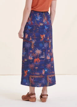 Jupe Mi-longue Bleue Drapée Imprimée Avec Taille élastique -Mode Soldes Boutique FH JU SUBLIM U 722 b