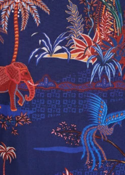 Jupe Mi-longue Bleue Drapée Imprimée Avec Taille élastique -Mode Soldes Boutique FH JU SUBLIM U 722 d