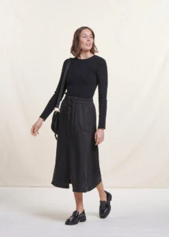 Jupe Mi-longue Fluide Noire