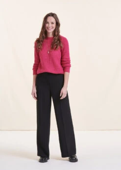 Pantalon Droit Noir En Tissu Crêpe 13 Pantalon Droit Noir En Tissu Crêpe -Mode Soldes Boutique FH PA ANIK C 700 c