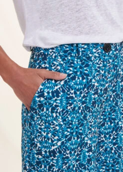 Pantalon Large Bleu Taille Haute Imprimé -Mode Soldes Boutique FH PA BLANDIN F 805 6