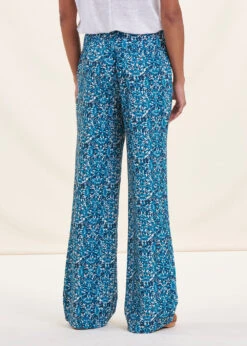 Pantalon Large Bleu Taille Haute Imprimé -Mode Soldes Boutique FH PA BLANDIN F 805 b